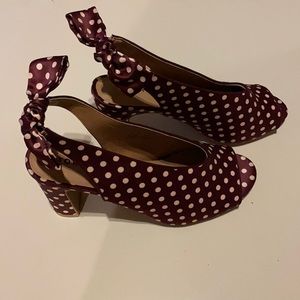 Torrid polka dot open toe heels